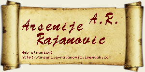 Arsenije Rajanović vizit kartica